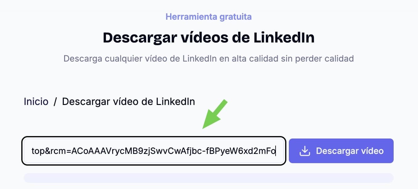Pega la url en el campo de texto